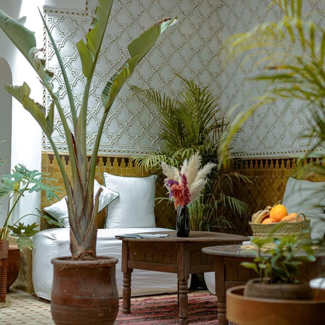 Central courtyard with traditional zellige mosaic tiles at Riad Darino Marrakech