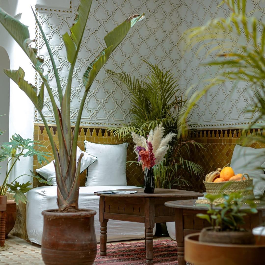 Central courtyard with traditional zellige mosaic tiles at Riad Darino Marrakech