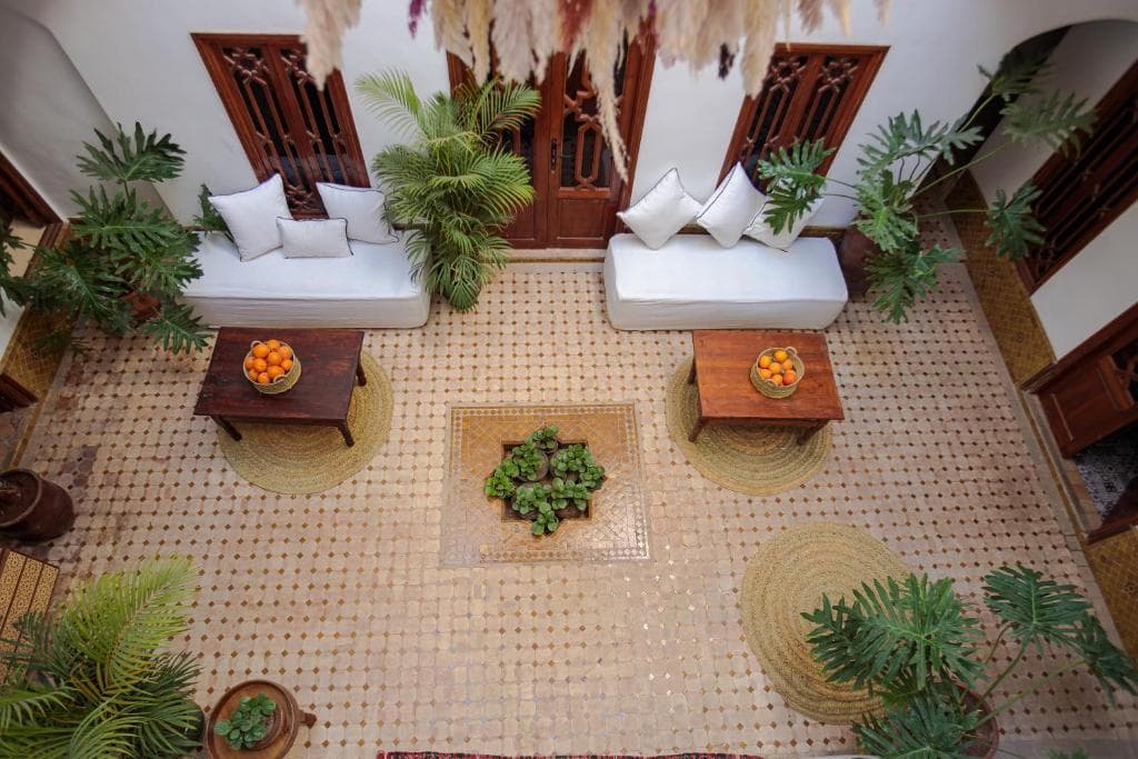 Elegant bedroom with authentic Moroccan decor at Riad Darino boutique riad Marrakech